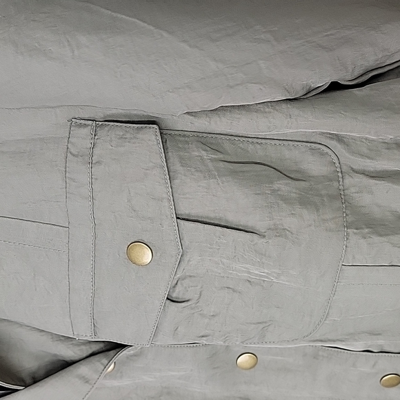 J.JILL snap front lined safari trench belted jacket in green size medium - Picture 6 of 10